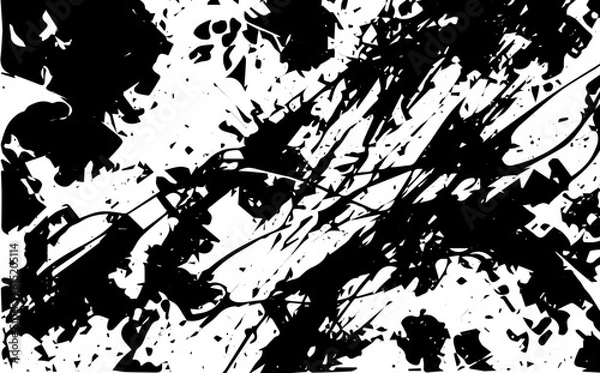 Obraz Abstract grunge black texture, chaotic shape. Vector background