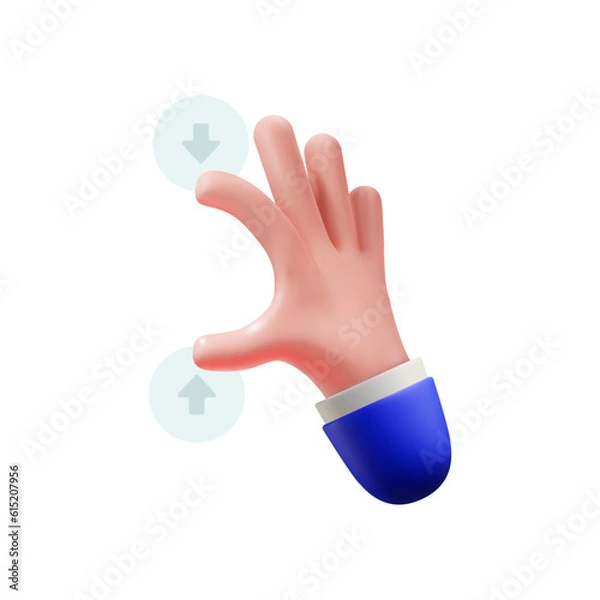 Fototapeta 3d hand gesture zoom on touchscreen. Isolated on white background.