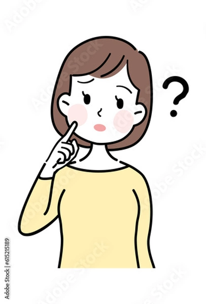 Fototapeta 女性の表情　疑問　べクターイラスト素材