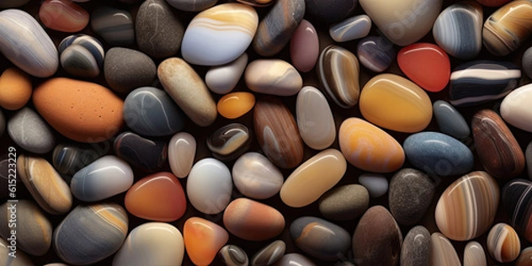 Fototapeta River pebbles background. Generative AI