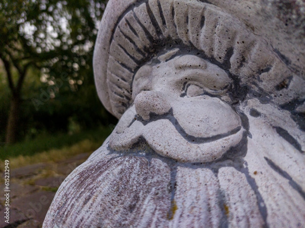 Fototapeta Stone dwarf in garden looking into infinity 