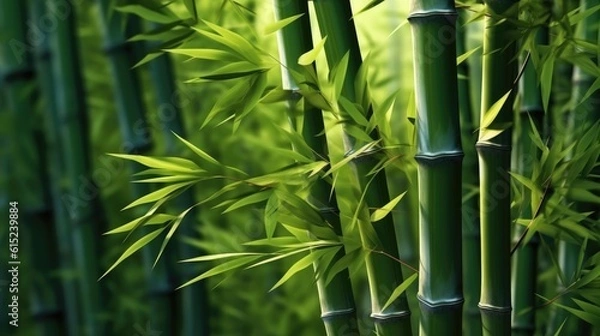 Fototapeta Green bamboo background. Generative AI