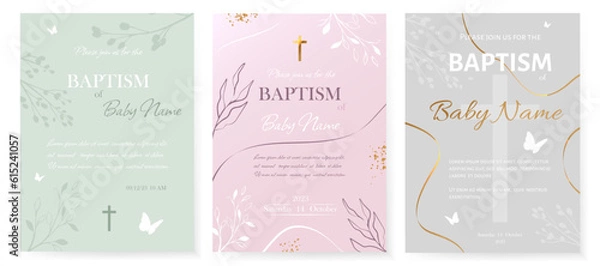 Fototapeta Baptism Invitation Card Design. Invitation Template with Cross. Vector illustration EPS10