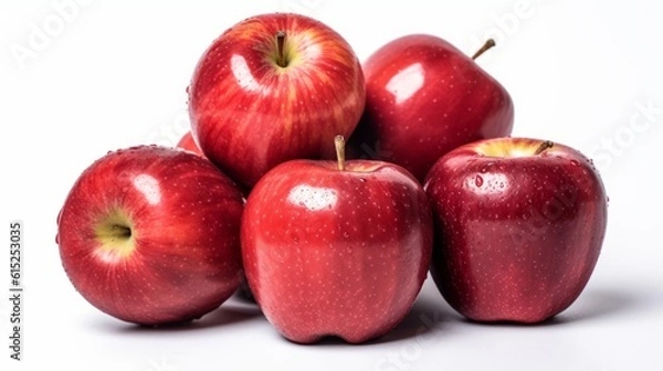 Fototapeta Red apples on white background. Created with Generative AI technology.