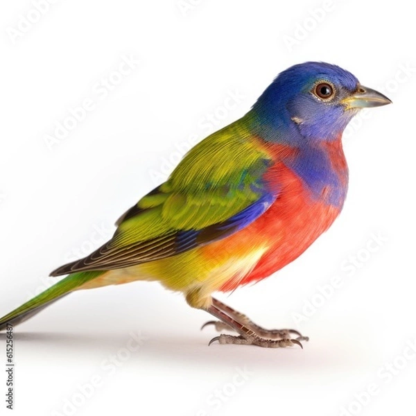 Fototapeta Painted Bunting bird isolated on white background. Generative AI