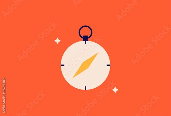 Fototapeta compass illustration in flat style design. Vector illustration. 