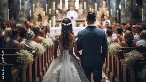 Obraz 結婚式の新郎新婦の後ろ姿