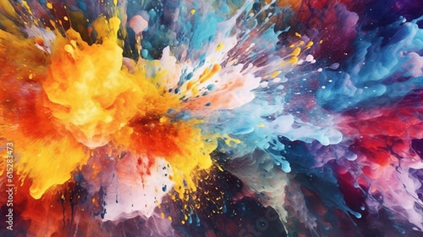 Fototapeta Generative AI, Colorful Kaleidoscope: A Vibrant Symphony of Paint Splatters
