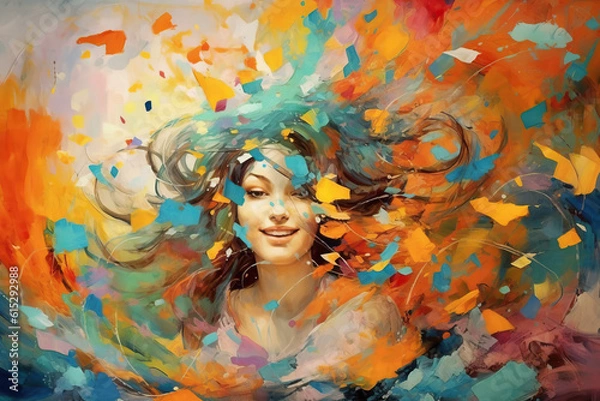 Fototapeta Abstract illustration of happiness, generative ai