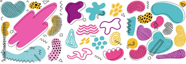 Obraz Abstract blotch shape. Liquid shape elements.liquid shadows random shapes. Organic amoeba blob shape abstract. Vector illustration