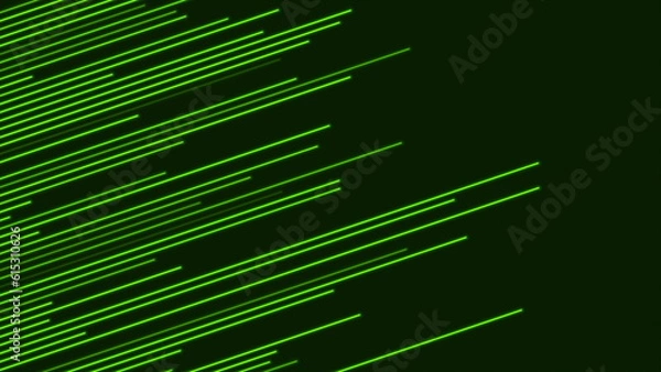 Fototapeta Green glowing neon lines abstract tech minimal background