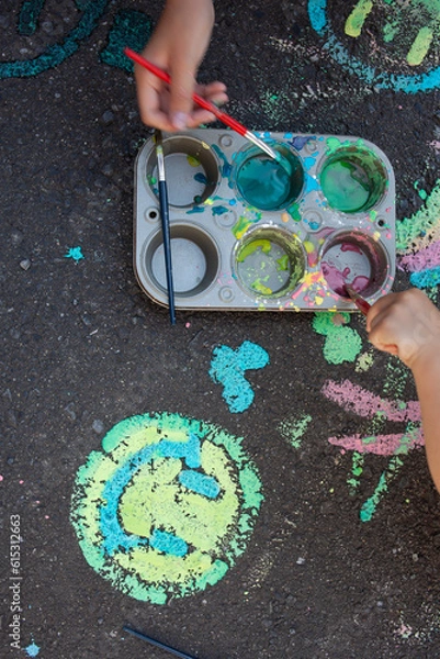 Obraz chalk paint on sidewalk