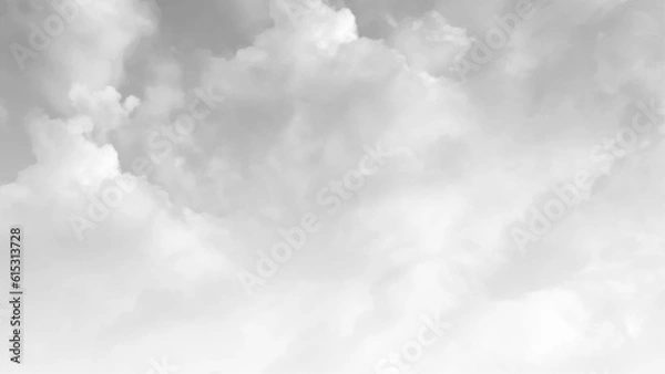 Obraz Cloudy sky, white clouds, black background pattern. Gray sky, rain. Thunderclouds over horizon, dark, gray.