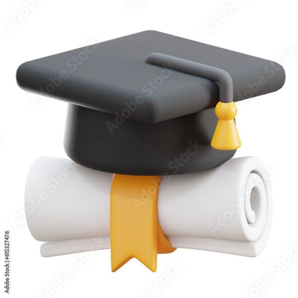 Obraz graduation cap and diploma 3d icon
