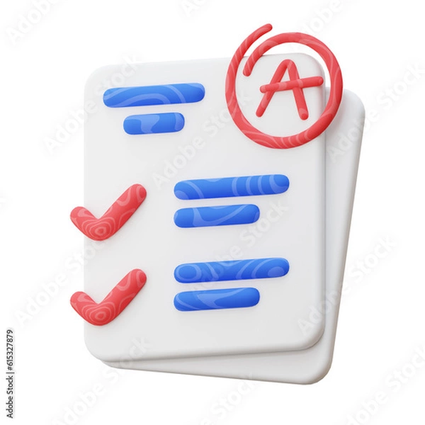 Obraz good exam result paper 3d icon