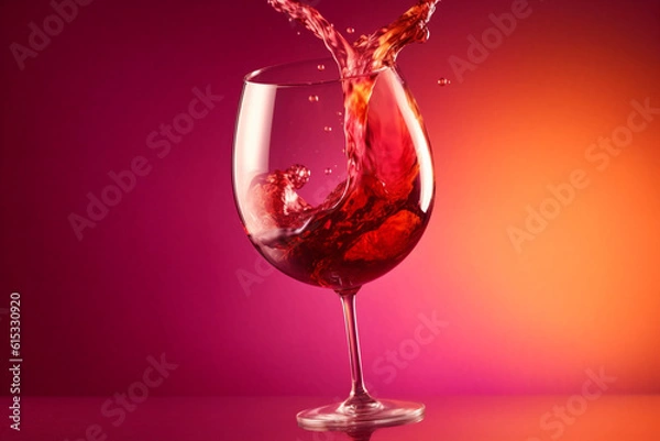 Fototapeta background alcohol red wine glass drink taste liquid party closeup gradient. Generative AI.