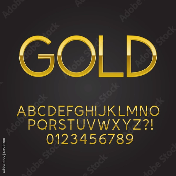 Obraz Thin Gold Font and Numbers, Eps 10 Vector