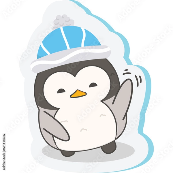 Fototapeta vector set of cute funny different penguins. Colorful childish vector illustration in flat style.