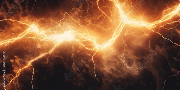 Fototapeta Orange electric lightning background. Generative AI