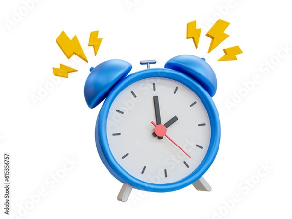 Fototapeta 3d minimal quick time concept. urgent work. fast service. alarm clock with thunder icon. 3d illustration.