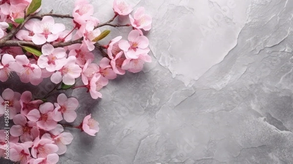 Fototapeta Beautiful sakura for decorative on white brick background. Generative Ai