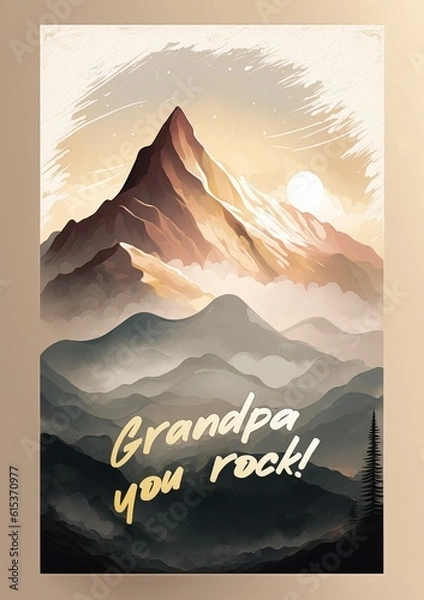 Fototapeta Father's Day Postcard Design A5 Created with Generative AI Tools