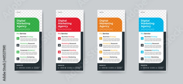 Fototapeta Creative Modern Corporate DL Flyer Design. DL Flyer design. Pink business template for dl flyer. Layout with modern circle photo and abstract background. Creative flyer or brochure concept.Roll up ban