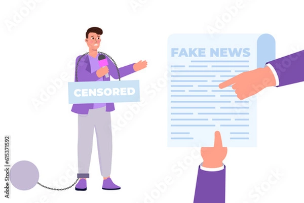 Obraz Lack of media freedom concept. Vector Illustration.