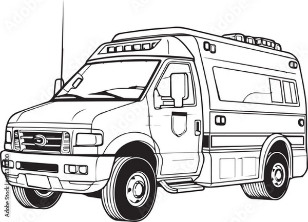 Obraz educational illustrations for kids,coloring pages,ambulance drawing coloring page ready to print,iso size
