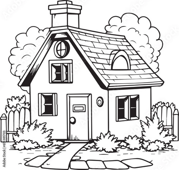 Fototapeta coloring pages for kids house drawing house coloring book coloring pages for fun activity ready print pages,iso size prints
