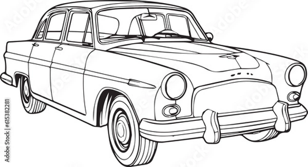 Fototapeta classic car drawing educational coloring pages for kids easy and ready to print coloring book fast output ideal for printing