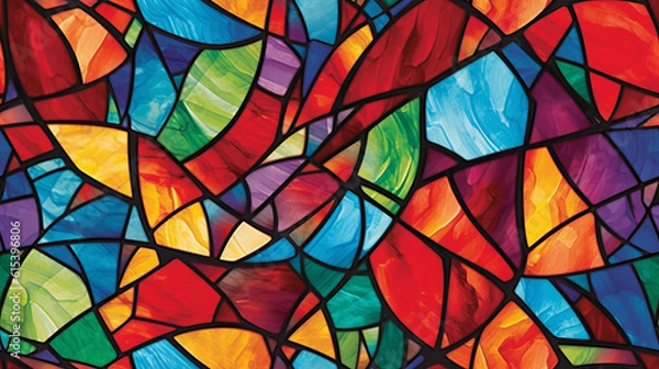 Obraz Seamless pattern background of colorful stained glass windows with vibrant color palette