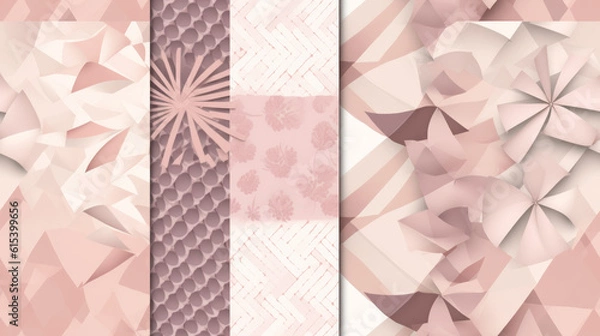 Fototapeta Seamless pattern background with traditional Japanese geometric patterns inspired by origami folds, cherry blossom pink and subtle textures