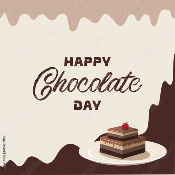 Obraz World Chocolate Day. Melted chocolate. Happy Chocolate Day Instagram post, postcard or banner.