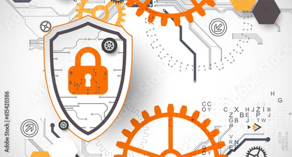 Fototapeta Technological abstract background on the topic of information protection and computer security.