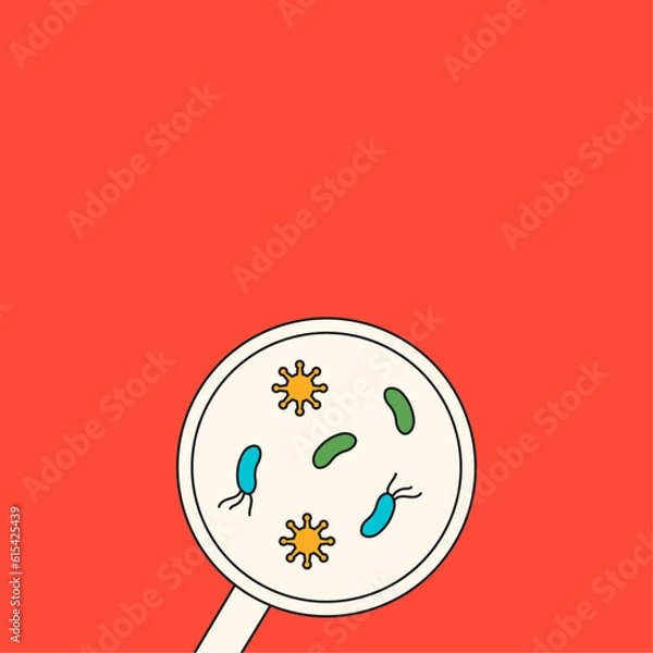 Obraz Bacteria, infection, viruses, germ illustration. Helicobacter pylori outline vector illustration for social media or web. Bacteria illiustration.
