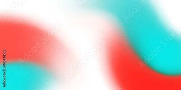 Obraz Abstract gradient hand-drawn artistic background design with grain texture. Red, light blue, aqua, teal, turquoise blurry colors on transparent background.