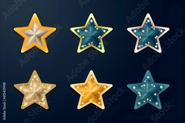Fototapeta Set of colorful stars illustration, ai generated