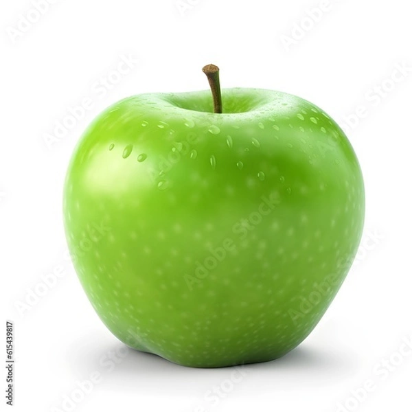 Fototapeta Green apple on white, ai generated