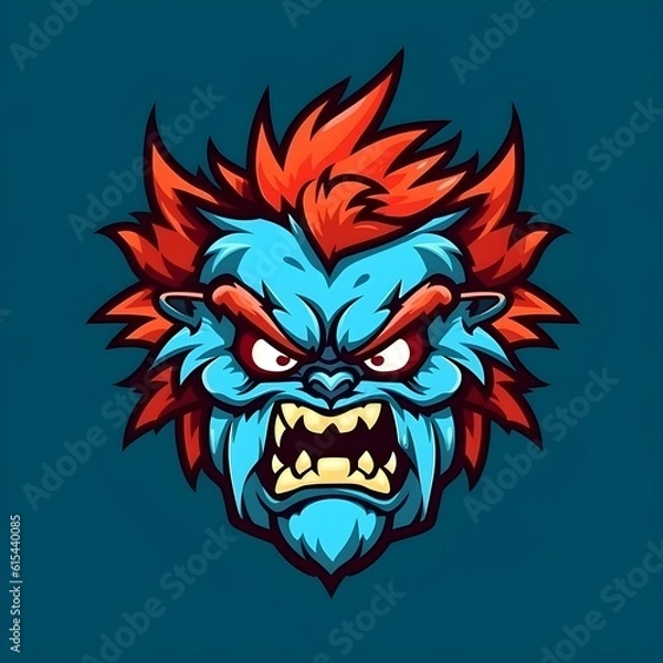 Fototapeta Abstract mascot character face in bright vivd colors, ai generated