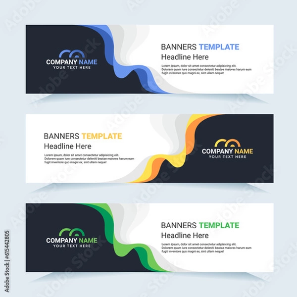 Fototapeta Vector modern set of colorful abstract banners. For card and banner needs. Vector Illustration	