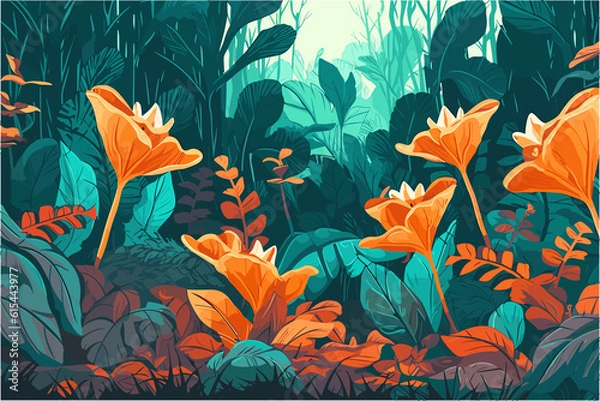 Fototapeta Exotic Foliage Wallpaper (AI-Assisted)
Vector available