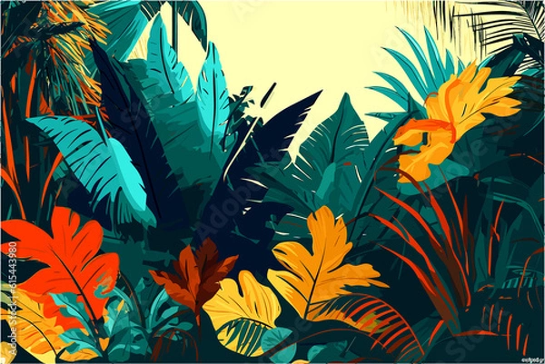 Obraz Exotic Foliage Wallpaper (AI-Assisted)
Vector available