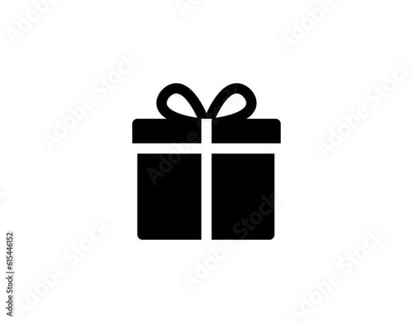 Obraz Gift icon. Vector gift box symbol. Birthday present, Christmas gift icon. Black gift box icon.