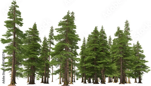 Fototapeta fir tree forest conifers hq arch viz cutout, lens 35 mm 3d render plants