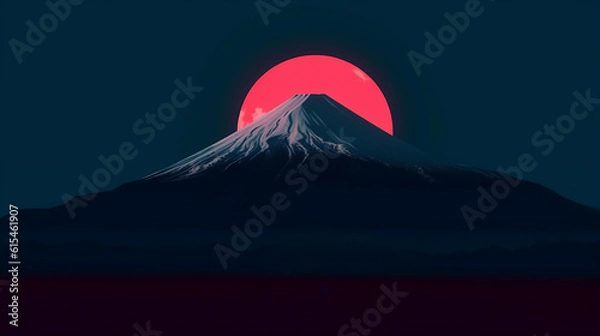 Fototapeta Mount Fuji in cool samurai style