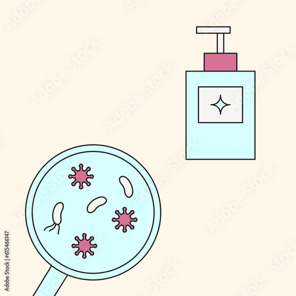 Obraz Bacteria and soap flat illustration. Hygiene illustration.