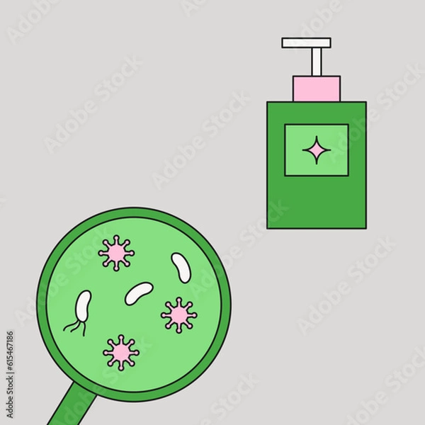 Obraz Germs, bacteria and soap flat illustration. Hygiene illustration.