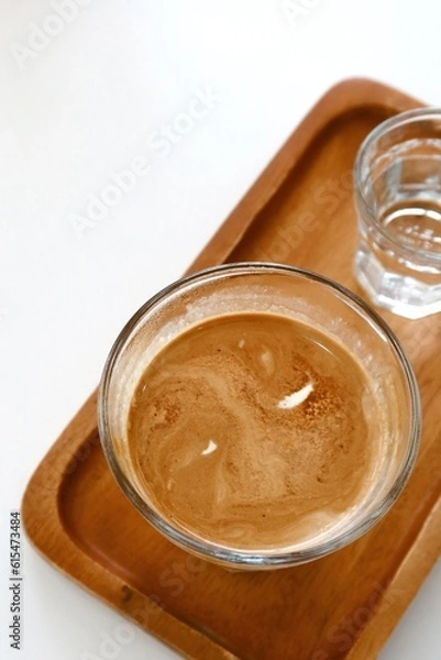 Obraz Iced dirty coffee with white background