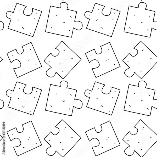 Fototapeta Puzzles seamless pattern in hand drawn doodle style. Vector illustration isolated on white.